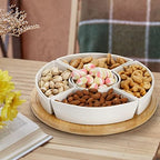 Divided Serving Dish Lazy Susan, 5 Removable Compartment in Large in White, alternate view 2