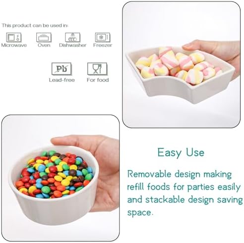 Divided Serving Dish Lazy Susan, 5 Removable Compartment in Large in White, alternate view 4