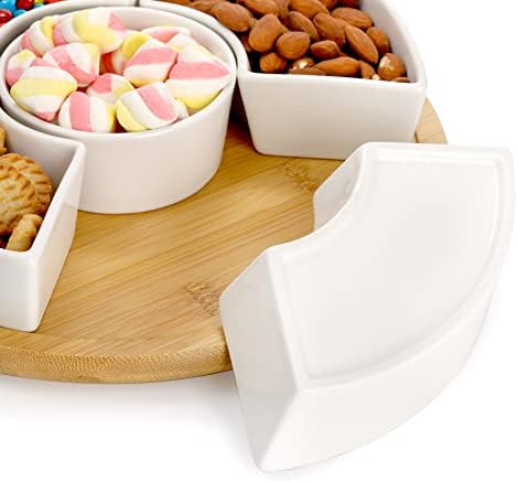 Divided Serving Dish Lazy Susan, 5 Removable Compartment in Large in White, alternate view 5