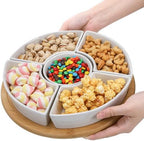 Divided Serving Dish Lazy Susan, 5 Removable Compartment in Large in White, alternate view 6