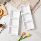 Divided Serving Tray, 14.75”x 6” Reusable 3-Section Party Platters, Condiment Serving Dishes for Entertaining, alternate view