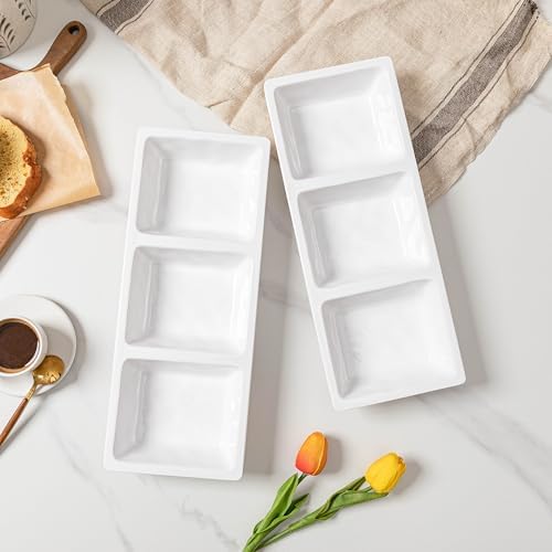 Divided Serving Tray, 14.75”x 6” Reusable 3-Section Party Platters, Condiment Serving Dishes for Entertaining, alternate view