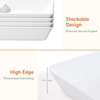 Divided Serving Tray for Party, 3 Pack Plastic Food Serving Platter in 15" x 10" x 1.3" in White, alternate view 6