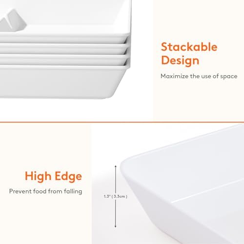 Divided Serving Tray for Party, 4 Pack Plastic Food Serving Platter in 15" x 10" x 1.3" in White, alternate view 6