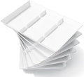 Divided Serving Tray for Party, 6 Pack Plastic Food Serving Platter in 15" x 10" x 1.3" in White