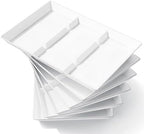 Divided Serving Tray for Party, 6 Pack Plastic Food Serving Platter in 15" x 10" x 1.3" in White