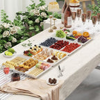 Divided Serving Tray for Party, 6 Pack Plastic Food Serving Platter in 15" x 10" x 1.3" in White, alternate view 2