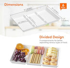 Divided Serving Tray for Party, 6 Pack Plastic Food Serving Platter in 15" x 10" x 1.3" in White, alternate view 3