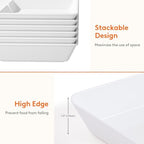 Divided Serving Tray for Party, 6 Pack Plastic Food Serving Platter in 15" x 10" x 1.3" in White, alternate view 6