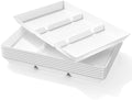 Divided Serving Tray for Party, 8 Pack Plastic Food Serving Platter in 15" x 10" x 1.3" in White
