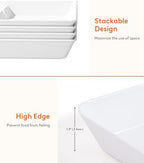 Divided Serving Tray for Party, 8 Pack Plastic Food Serving Platter in 15" x 10" x 1.3" in White, alternate view 6