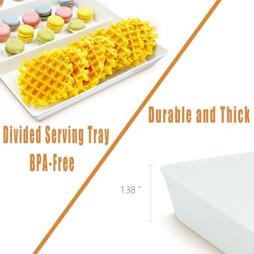Divided Serving Tray Platter, 2 Pack 15" x 10" Fruit Veggie Food Tray for Party, Plastic Serving Trays for, alternate view 5
