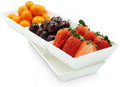 Divided Serving Tray Platter, 2 Pack 15" x 5" Fruit Veggie Food Tray for Party, Plastic Serving Trays for