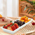 Divided Serving Tray Platter, 2 Pack 15" x 5" Fruit Veggie Food Tray for Party, Plastic Serving Trays for, alternate view 2