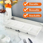 Divided Serving Tray Platter, 2 Pack 17.6" x 6" Fruit Veggie Food Tray for Party, Plastic Serving Trays for, alternate view 6
