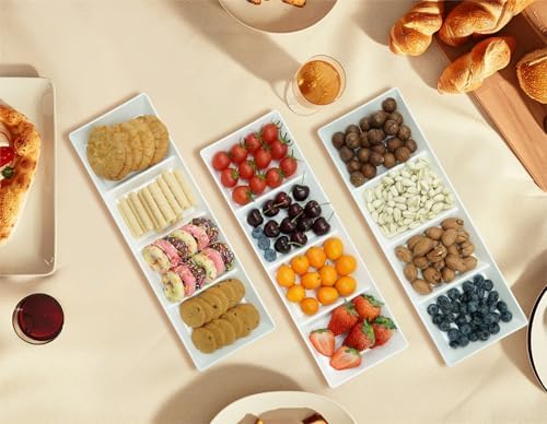 Divided Serving Tray Platter, 2 Pack 17.6" x 6" Fruit Veggie Food Tray for Party, Plastic Serving Trays for, alternate view 7