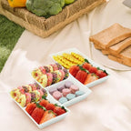 Divided Serving Tray Platter, 3 Pack 10" x 5" Fruit Veggie Food Tray for Party, Plastic Serving Trays for, alternate view 2