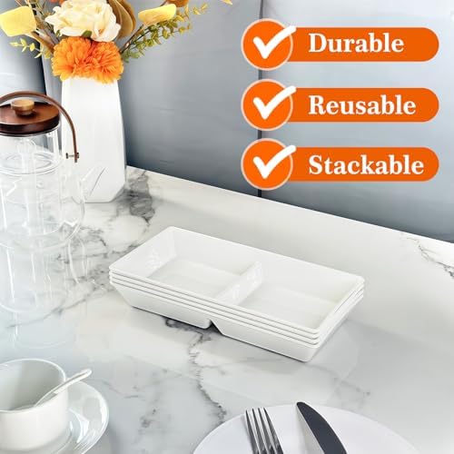 Divided Serving Tray Platter, 3 Pack 10" x 5" Fruit Veggie Food Tray for Party, Plastic Serving Trays for, alternate view 6