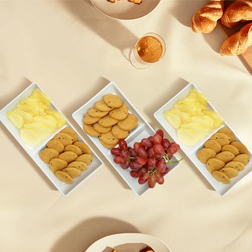 Divided Serving Tray Platter, 3 Pack 10" x 5" Fruit Veggie Food Tray for Party, Plastic Serving Trays for, alternate view 7