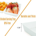 Divided Serving Tray Platter, 3 Pack 15" x 5" Fruit Veggie Food Tray for Party, Plastic Serving Trays for, alternate view 5