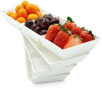 Divided Serving Tray Platter, 4 Pack 15" x 5" Fruit Veggie Food Tray for Party, Plastic Serving Trays for