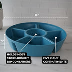 Divided Serving Tray with Airtight Lid, 6 Compartments, Blue in Arctic Blueberry - Clear Lid, alternate view 3