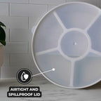 Divided Serving Tray with Airtight Lid, 6 Compartments, Blue in Arctic Blueberry - Clear Lid, alternate view 6