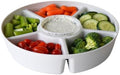 Divided Serving Tray with Airtight Lid, 6 Compartments, White in White - Clear Lid