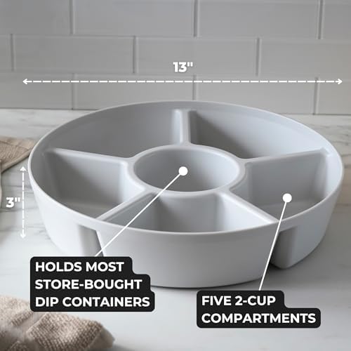 Divided Serving Tray with Airtight Lid, 6 Compartments, White in White - Clear Lid, alternate view 3