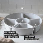 Divided Serving Tray with Airtight Lid, 6 Compartments, White in White - Clear Lid, alternate view 3