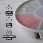 Divided Serving Tray with Airtight Lid, 6 Compartments, White in White - Clear Lid, alternate view 5