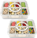 Divided Serving Tray with Lid and Handle, 8 Compartment Snack Box, Portable Snack Platter for Fruits, Veggies