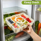 Divided Serving Tray with Lid and Handle, 8 Compartment Snack Box, Portable Snack Platter for Fruits, Veggies, alternate view