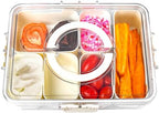 Divided Serving Tray with Lid and Handle - Clear Organizer for Candy, Fruits, Nuts, Snacks - Perfect for Party