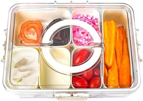 Divided Serving Tray with Lid and Handle - Clear Organizer for Candy, Fruits, Nuts, Snacks - Perfect for Party