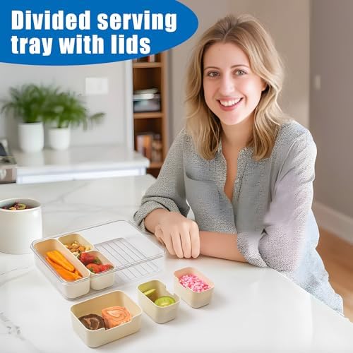 Divided Serving Tray with Lid and Handle - Clear Organizer for Candy, Fruits, Nuts, Snacks - Perfect for Party, alternate