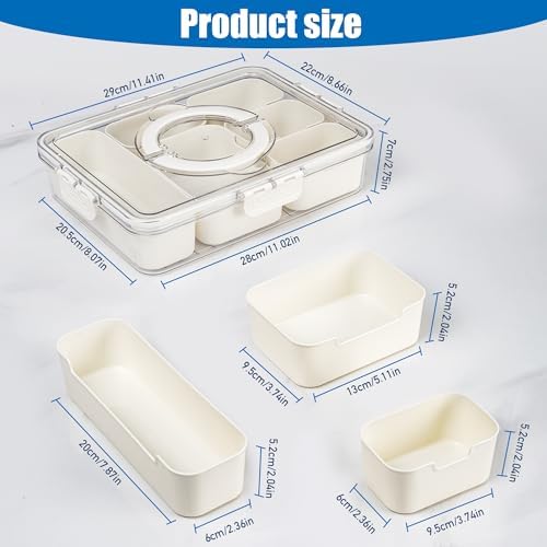 Divided Serving Tray with Lid and Handle - Clear Organizer for Candy, Fruits, Nuts, Snacks - Perfect for Party, alternate