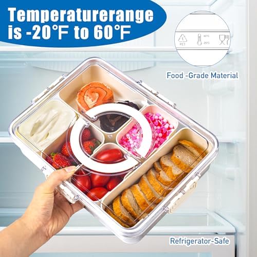 Divided Serving Tray with Lid and Handle - Clear Organizer for Candy, Fruits, Nuts, Snacks - Perfect for Party, alternate