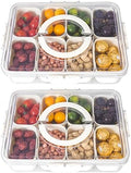 Divided Serving Tray with Lid and Handle - Divided Snack Tray for Portable Snack Platters - Clear Organizer for