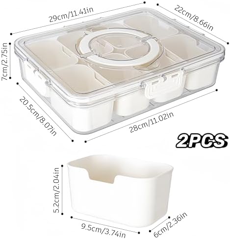 Divided Serving Tray with Lid and Handle - Divided Snack Tray for Portable Snack Platters - Clear Organizer for, alternate