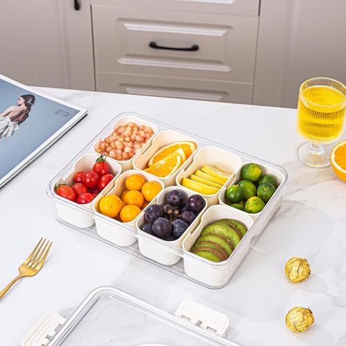 Divided Serving Tray with Lid and Handle - Divided Snack Tray for Portable Snack Platters - Clear Organizer for, alternate