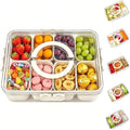 Divided Serving Tray with Lid and Handle - Snackle Box Charcuterie Container for Portable Snack Platters - Clear