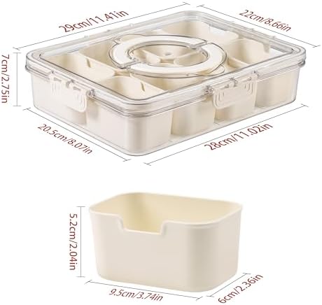 Divided Serving Tray with Lid and Handle - Snackle Box Charcuterie Container for Portable Snack Platters - Clear, alternate
