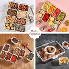 Divided Serving Tray with Lid and Handle - Snackle Box Charcuterie Container for Portable Snack Platters - Clear, alternate