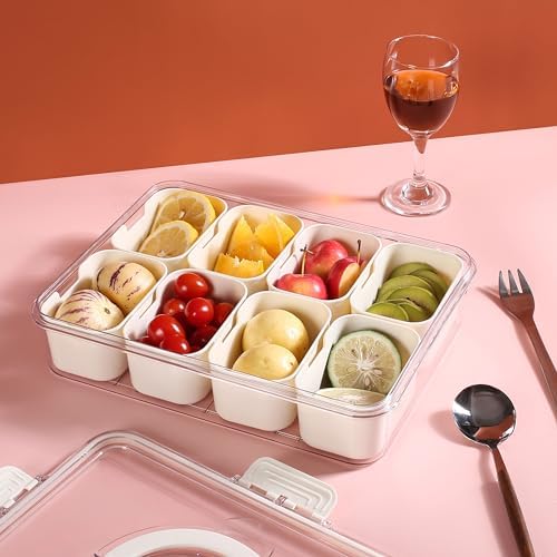 Divided Serving Tray with Lid and Handle - Snackle Box Charcuterie Container for Portable Snack Platters - Clear, alternate