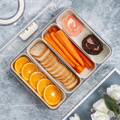 Divided Serving Tray with Lid and Handle - Snackle Box Charcuterie Container for Portable Snack Platters - Clear, alternate