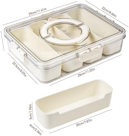 Divided Serving Tray with Lid and Handle - Snackle Box Charcuterie Container for Portable Snack Platters - Clear, alternate