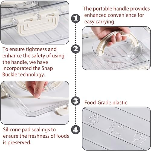 Divided Serving Tray with Lid and Handle - Snackle Box Charcuterie Container for Portable Snack Platters - Clear, alternate