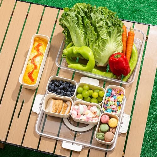 Divided Serving Tray with Lid and Handle - Snackle Box Charcuterie Container for Portable Snack Platters - Ideal, alternate