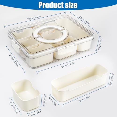 Divided Serving Tray with Lid and Handle - Snackle Box Charcuterie Container for Portable Snack Platters - Ideal, alternate